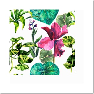 Seamless tropical flower Posters and Art